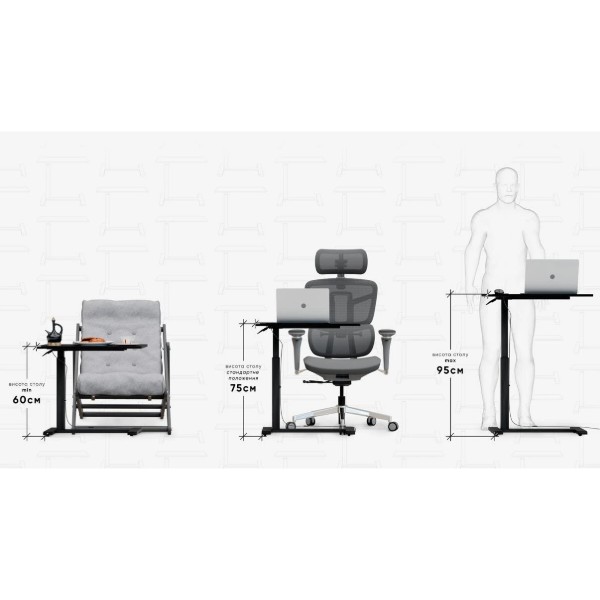 Фото - Стіл з електрорегулюванням висоти Hommex Mobidesk USB Black (TH-010 Black)